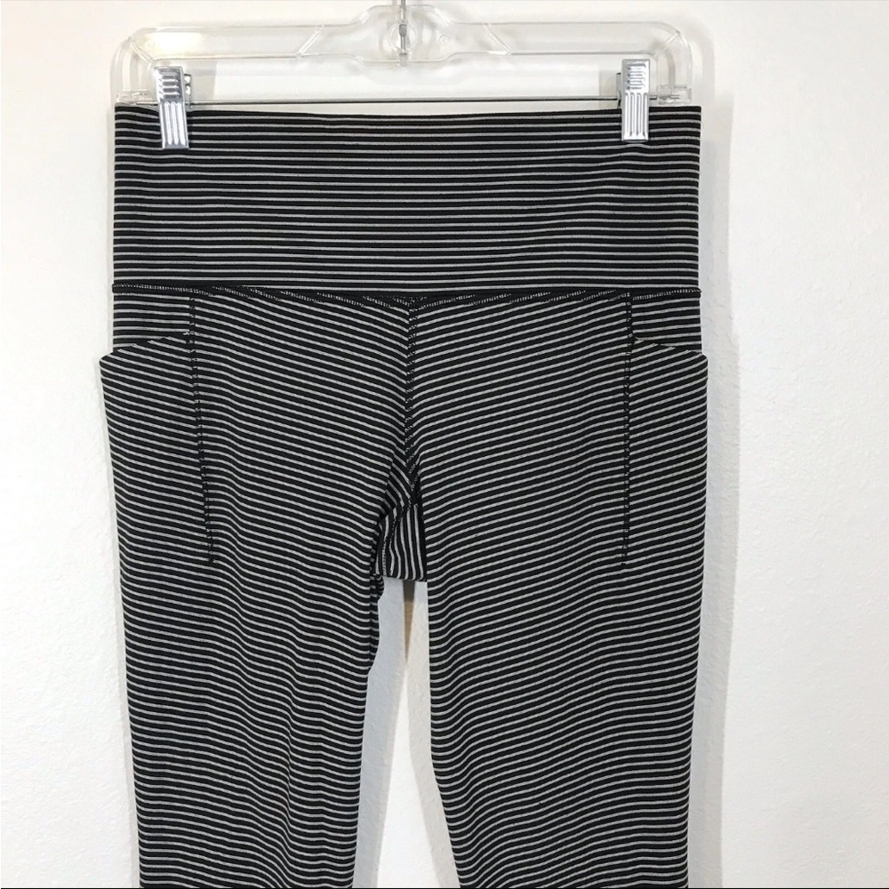 Athleta Leggings with Pockets, Black&White Striped, XS